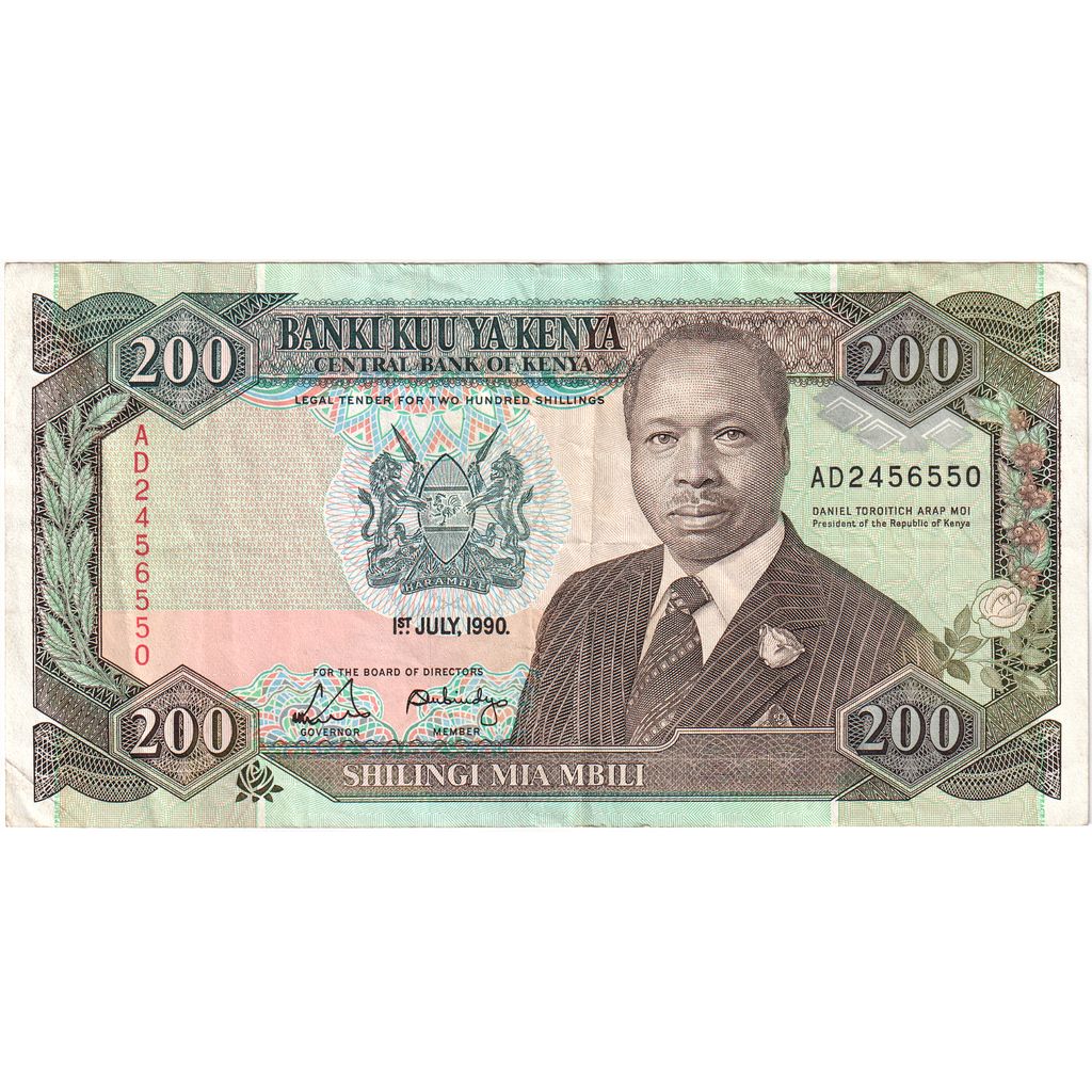 Kenya, 
  
  200 de șilingi, 
  
  1990-07-01