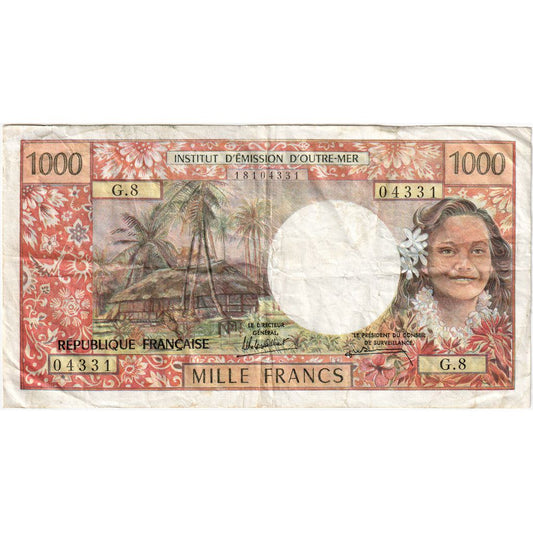 Tahiti, 
  
  1000 de franci, 
  
  papeete