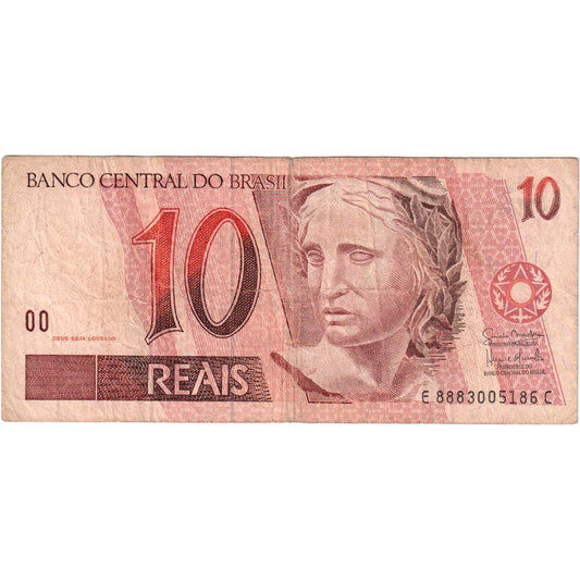 Brazilia, 
  
  10 reali, 
  
  VF(20-25)