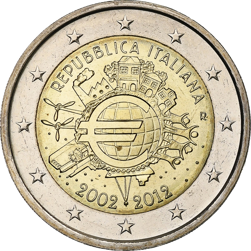 Italia, 
  
  2 euro, 
  
  Introducerea euro