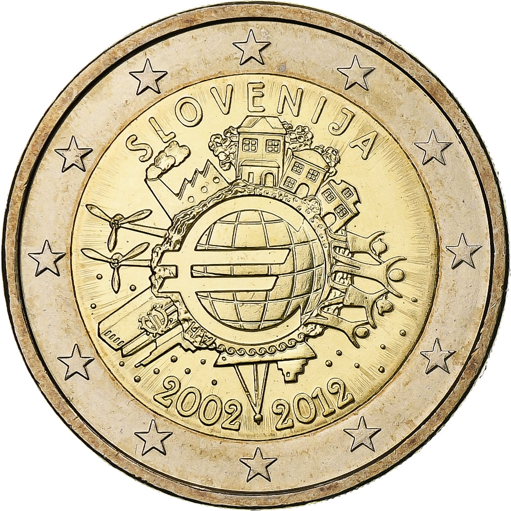 Slovenia, 
  
  2 euro, 
  
  Introducerea euro