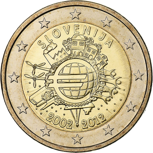 Slovenia, 
  
  2 euro, 
  
  Introducerea euro