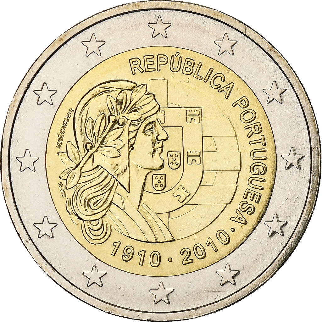 Portugalia, 
  
  2 euro, 
  
  100 République portugheză