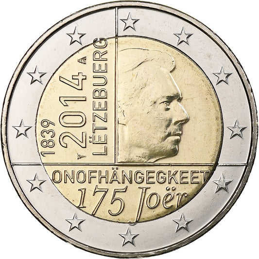 Luxemburg, 
  
  2 euro, 
  
  175-a aniversare - Independența Luxemburgului