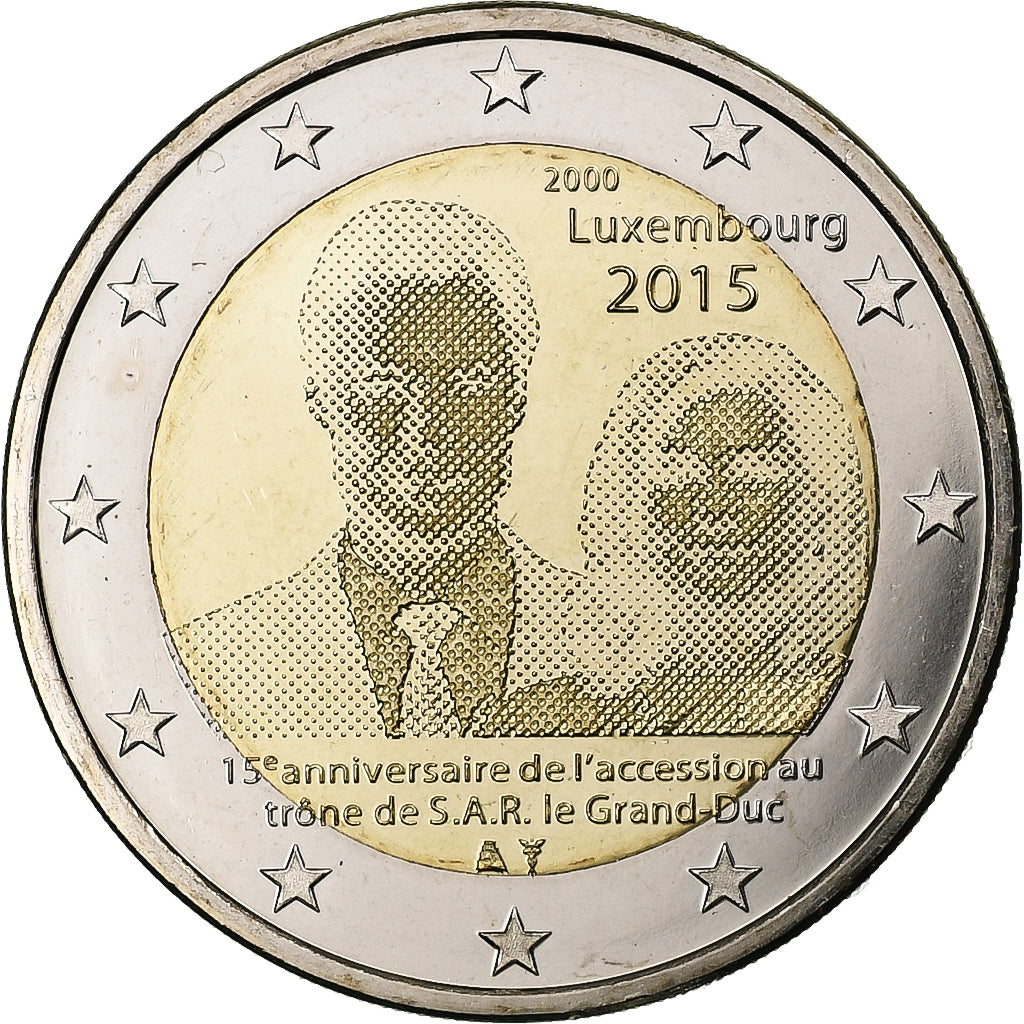 Luxemburg, 
  
  2 euro, 
  
  A 15-a aniversare - Aderarea la tronul Luxemburgului