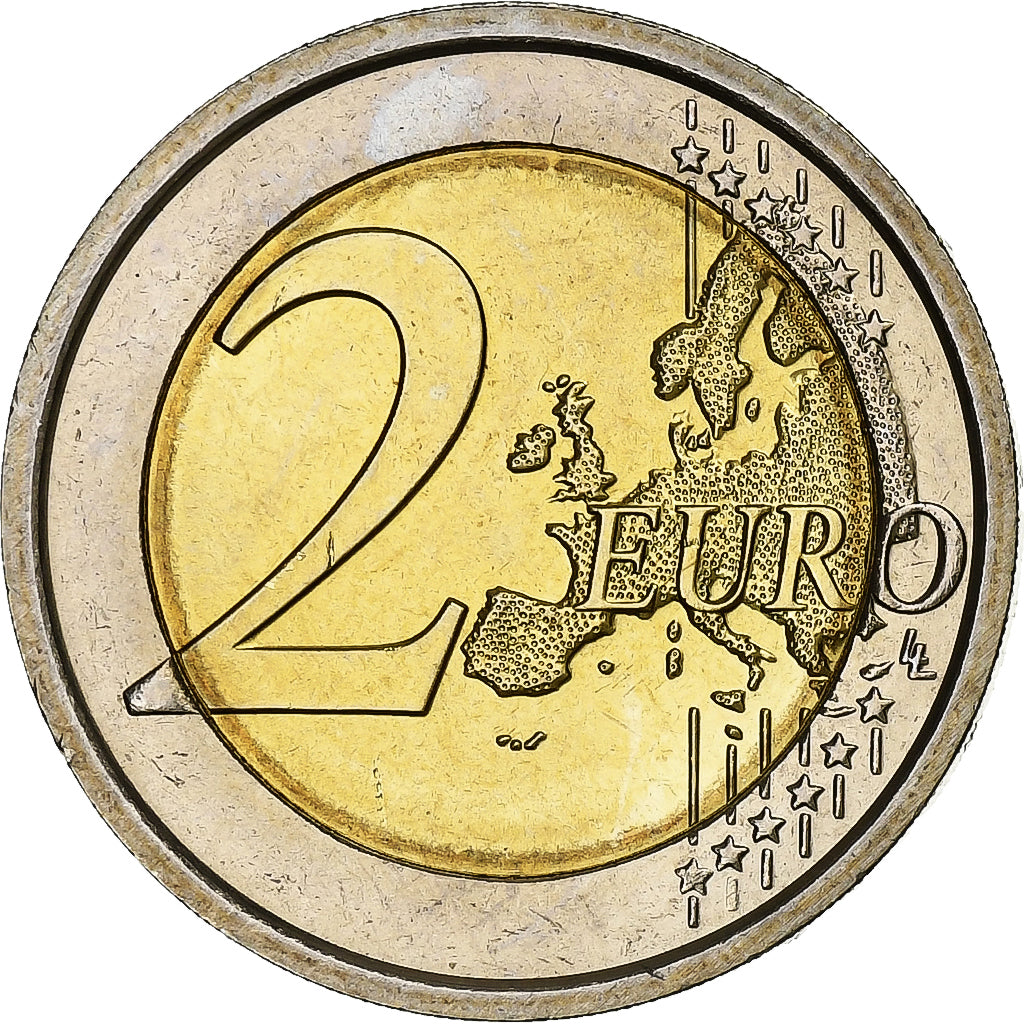 Italia, 
  
  2 euro, 
  
  10 ani de euro numerar