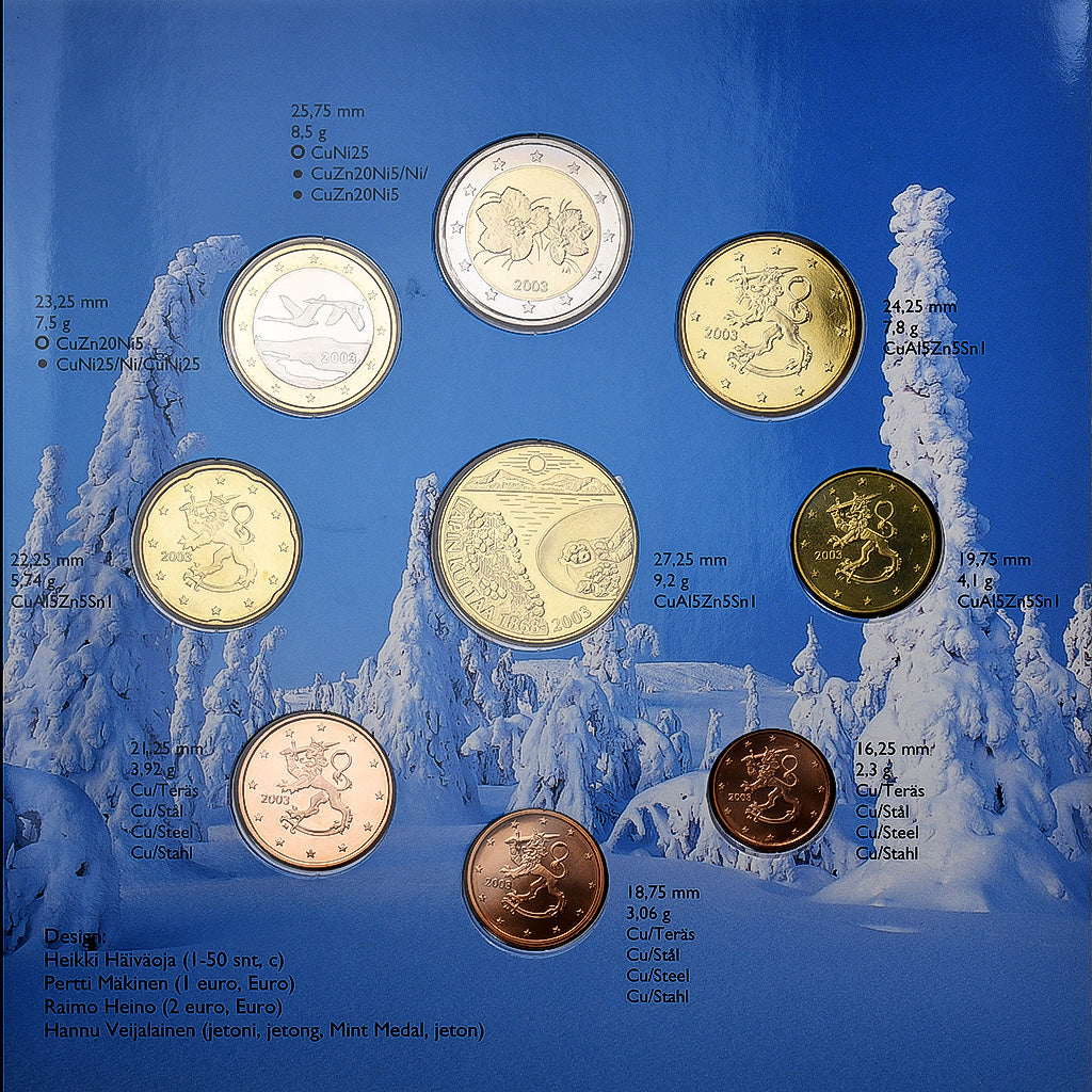 Finlanda, 
  
  Set 1 ct. - 2 euro + token, 
  
  Panarea aurului