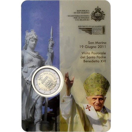 San Marino, 
  
  2 euro, 
  
  Vizita pastorală a Papei Benedict al XVI-lea