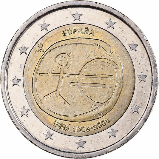 Spania, 
  
  2 euro, 
  
  10 ani de UEM