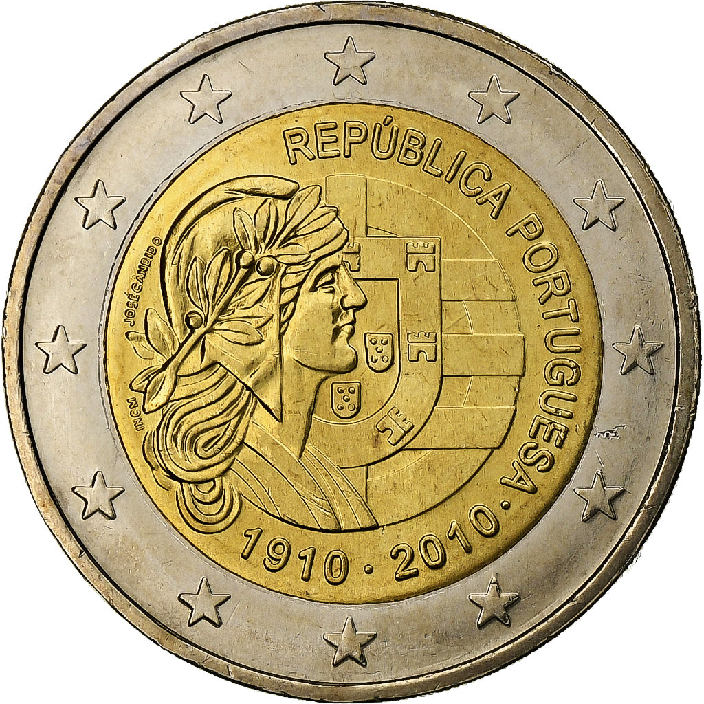 Portugalia, 
  
  2 euro, 
  
  Republica Portugheză