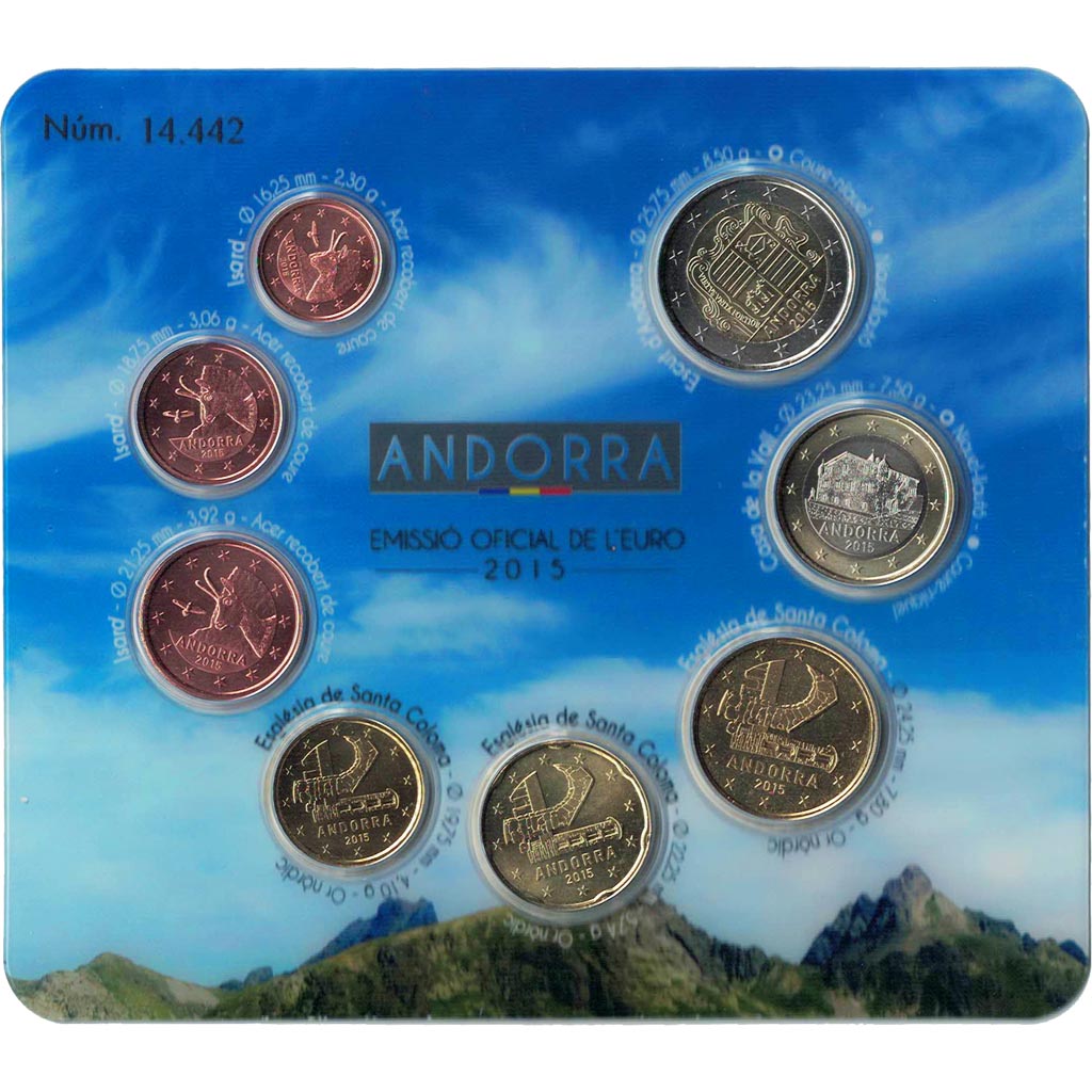 Andorra, 
  
  1 cent la 2 euro, 
  
  2015