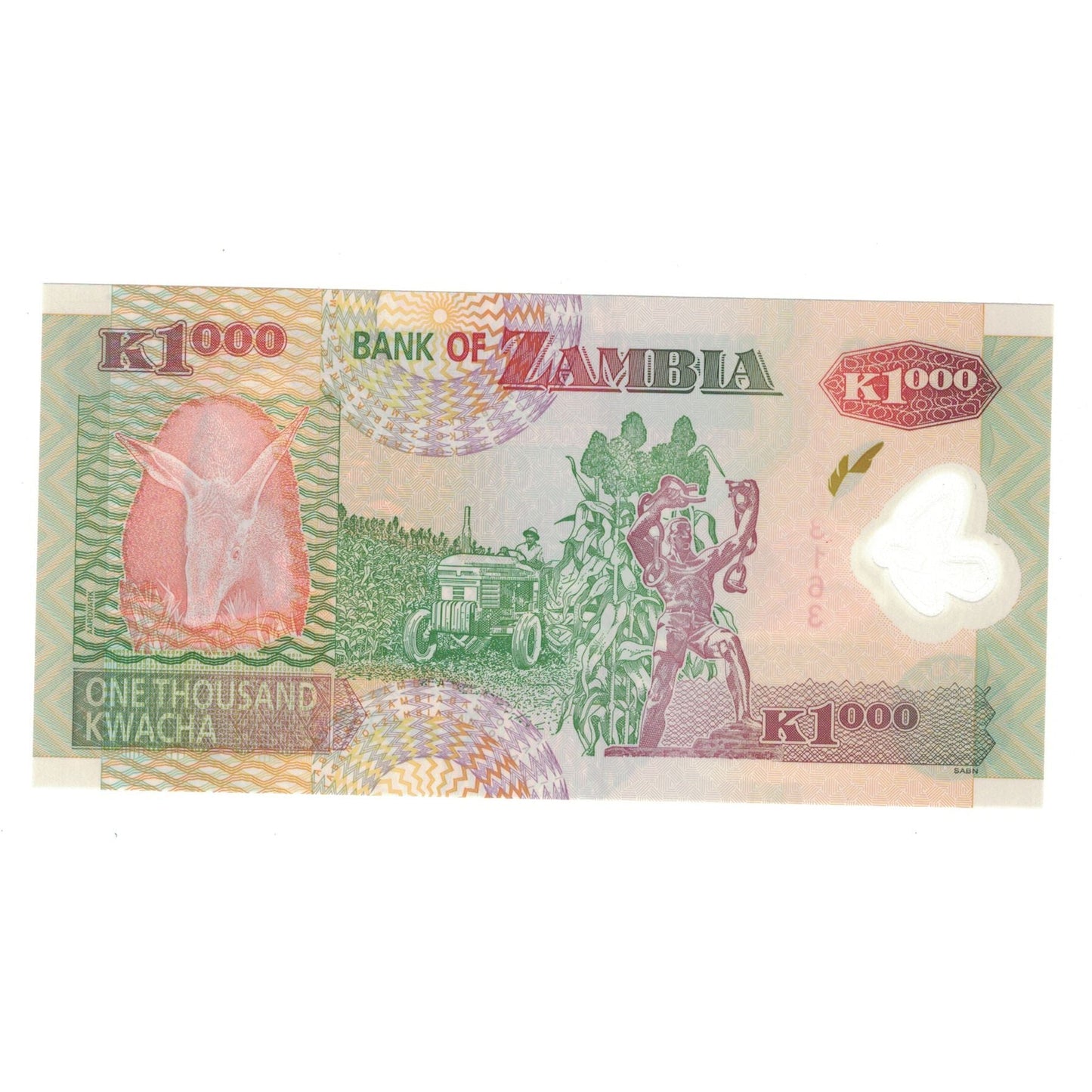 bancnota, 
  
  Zambia, 
  
  1000 Kwacha