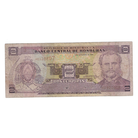 bancnota, 
  
  Honduras, 
  
  2 Lempiras