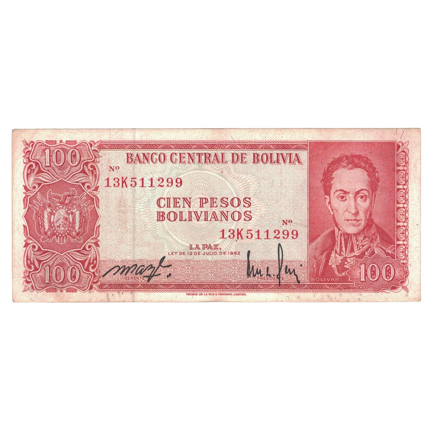 bancnota, 
  
  Bolivia, 
  
  100 de pesos boliviani