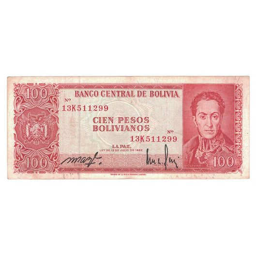 bancnota, 
  
  Bolivia, 
  
  100 de pesos boliviani