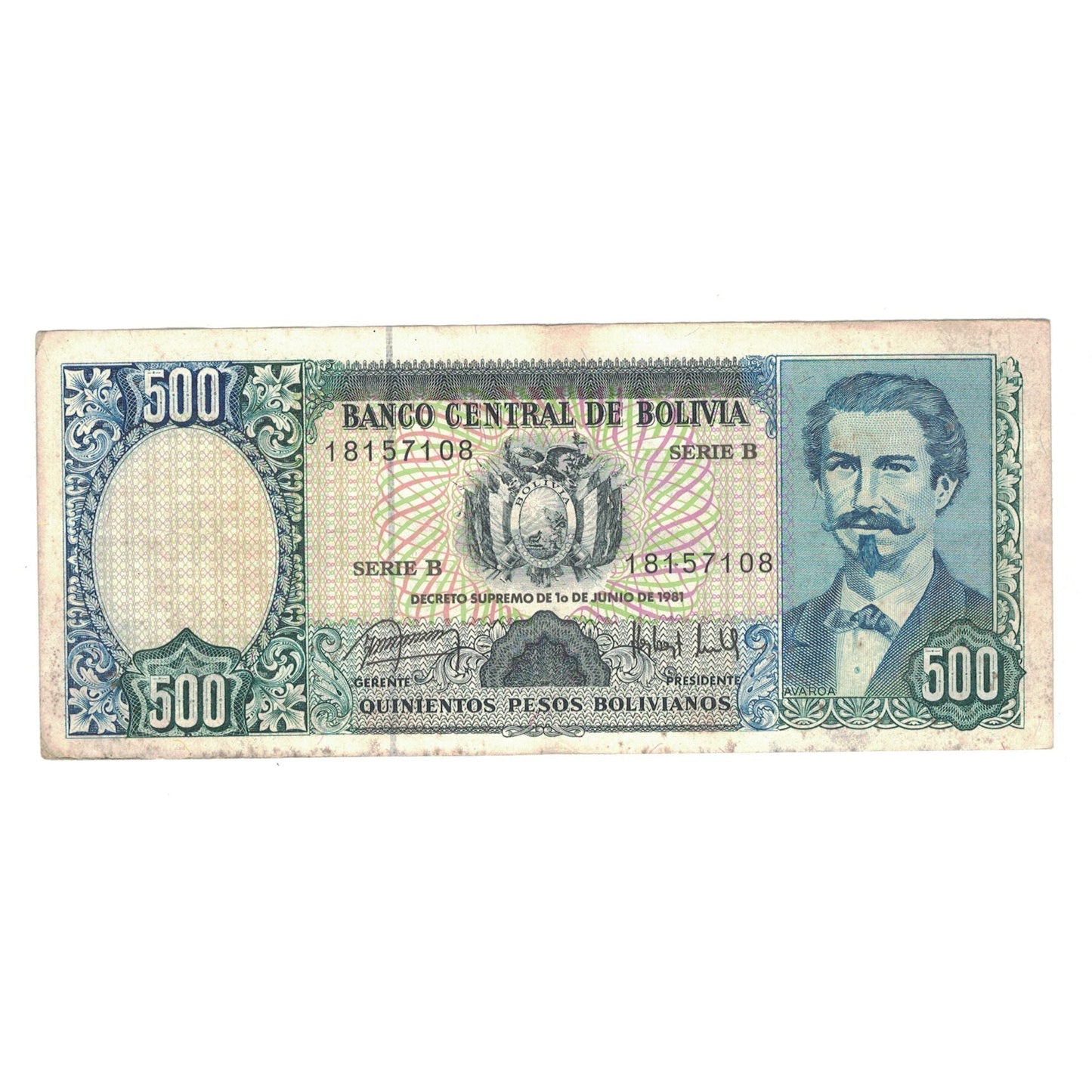 bancnota, 
  
  Bolivia, 
  
  500 de pesos boliviani