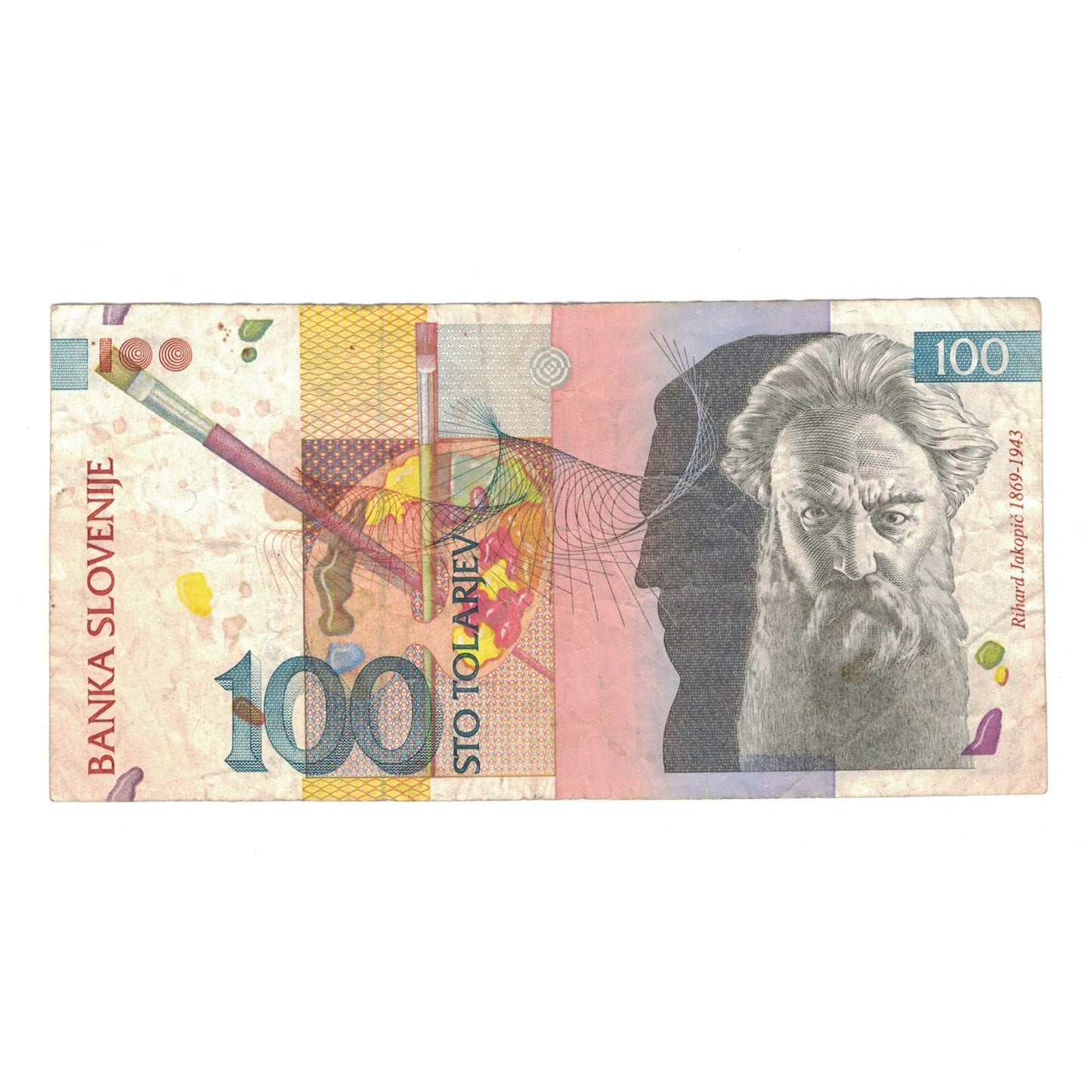 bancnota, 
  
  Slovenia, 
  
  100 Tolarjev