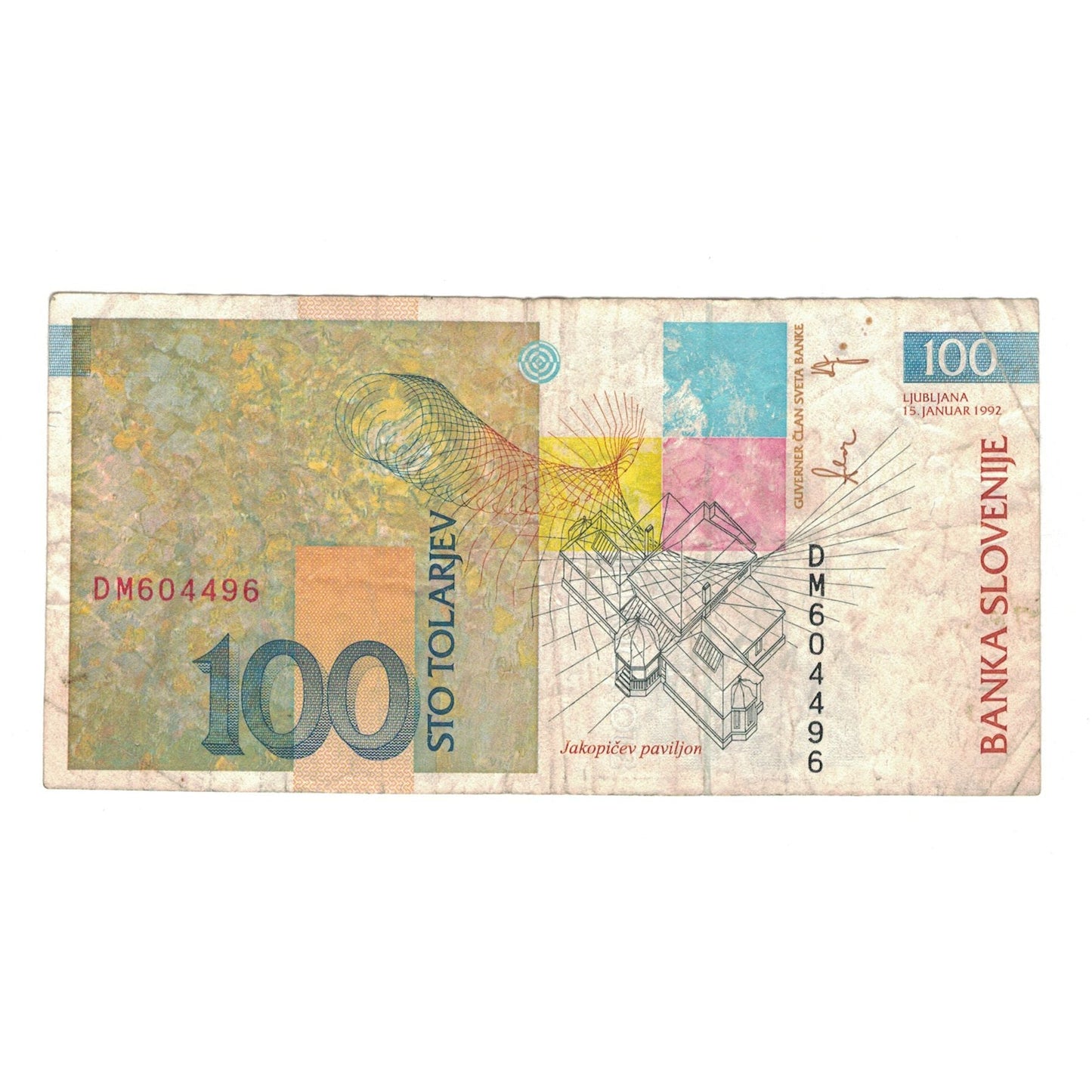 bancnota, 
  
  Slovenia, 
  
  100 Tolarjev