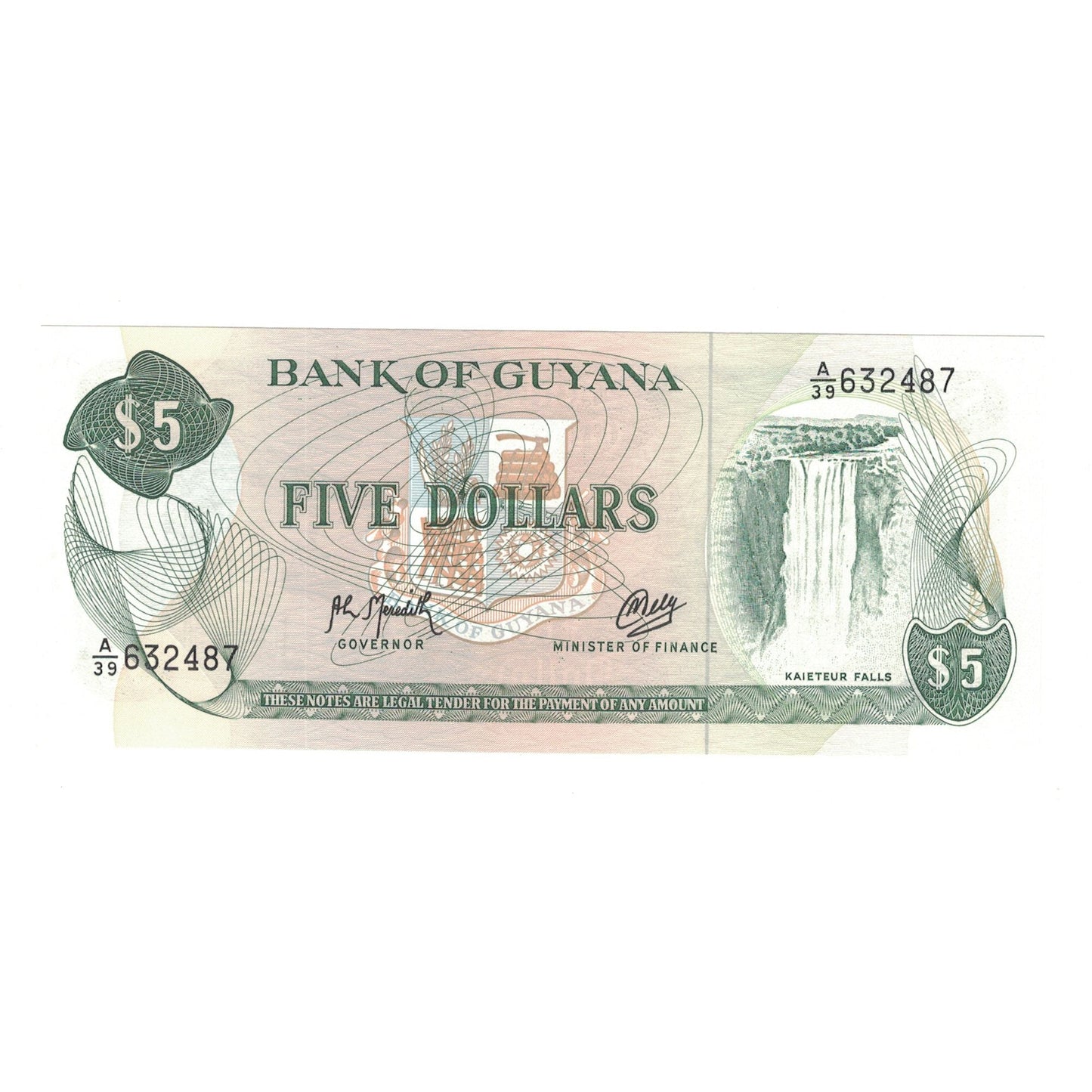 bancnota, 
  
  Guyana, 
  
  5 dolari