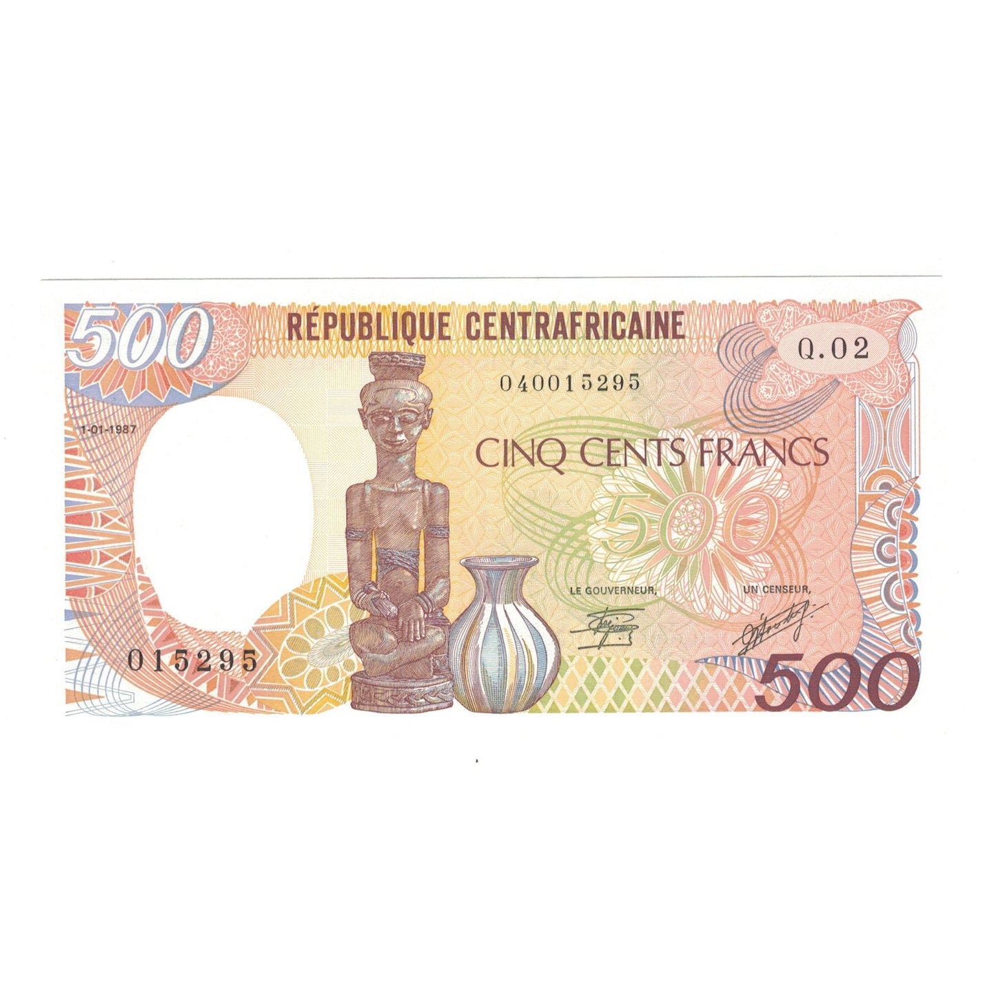 bancnota, 
  
  Republica Centrafricană, 
  
  500 de franci