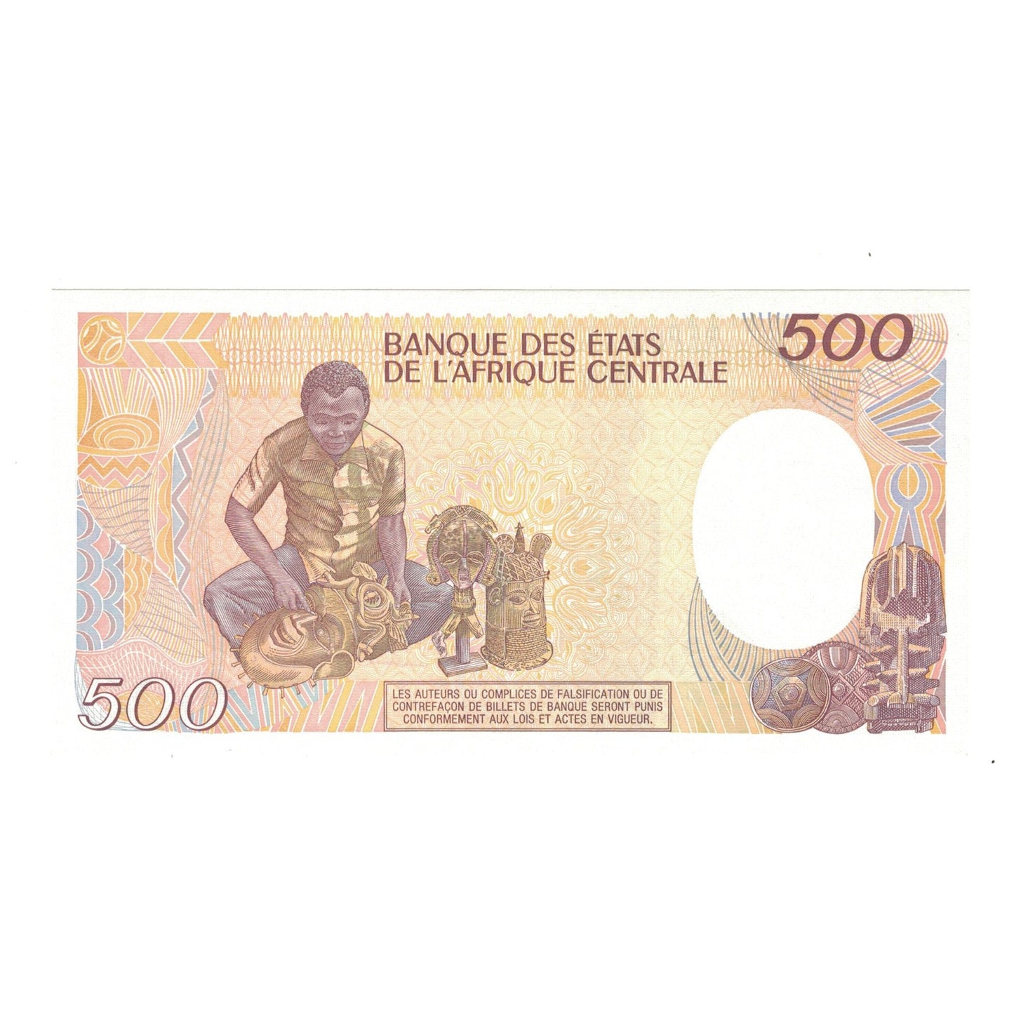 bancnota, 
  
  Republica Centrafricană, 
  
  500 de franci