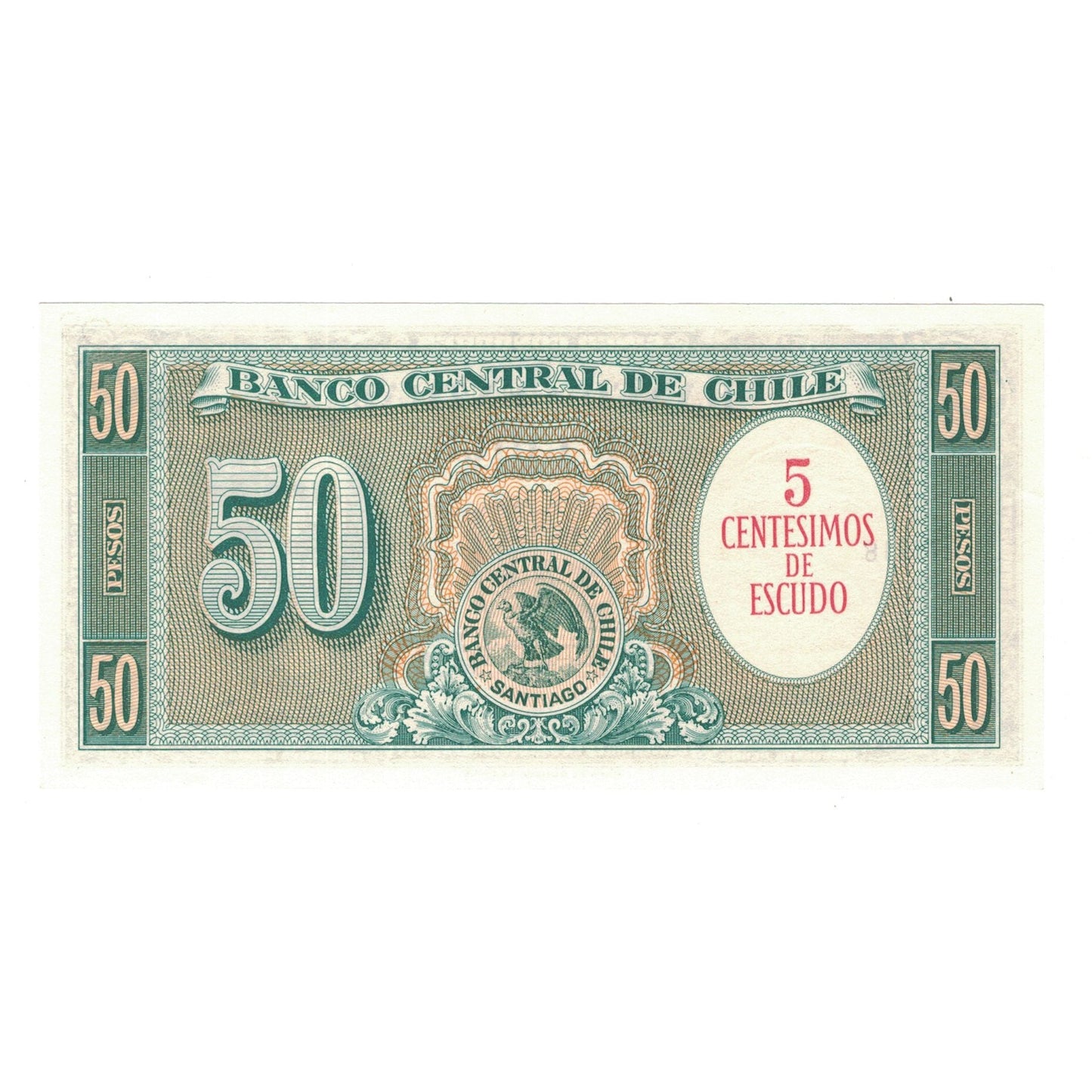 bancnota, 
  
  Chile, 
  
  5 Centesimi pe 50 de pesos