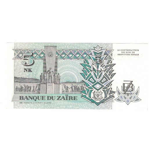 bancnota, 
  
  Zair, 
  
  5 Nouveaux Makuta