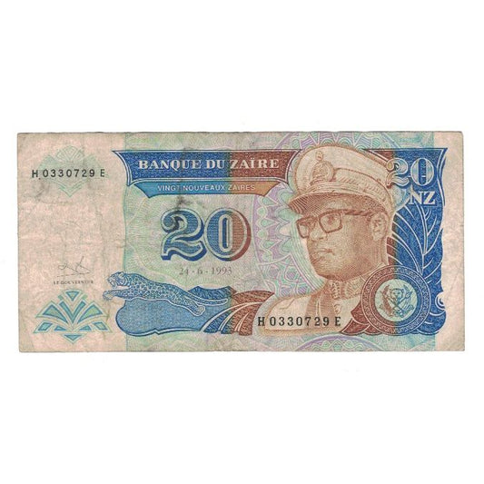 bancnota, 
  
  Zair, 
  
  20 de Nouveaux Zaïres