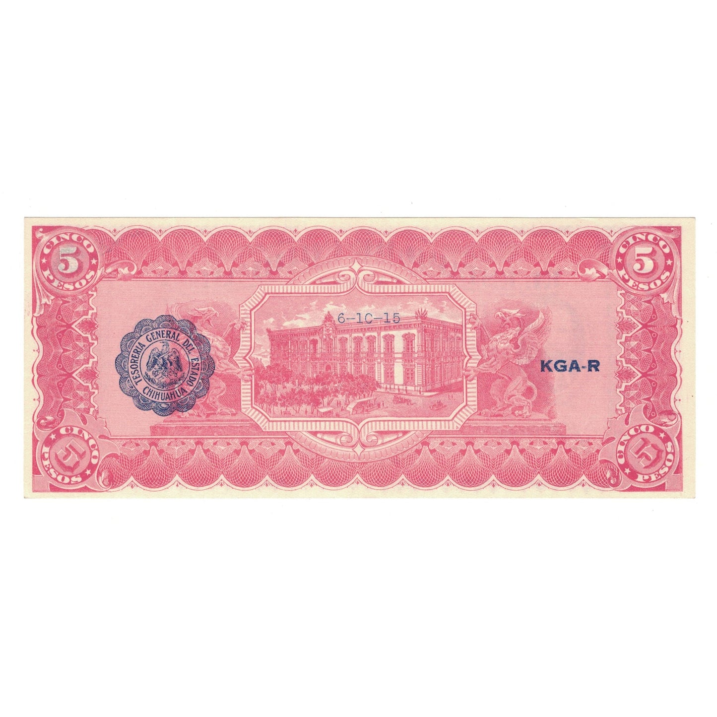 bancnota, 
  
  Mexic - revoluționar, 
  
  5 pesos