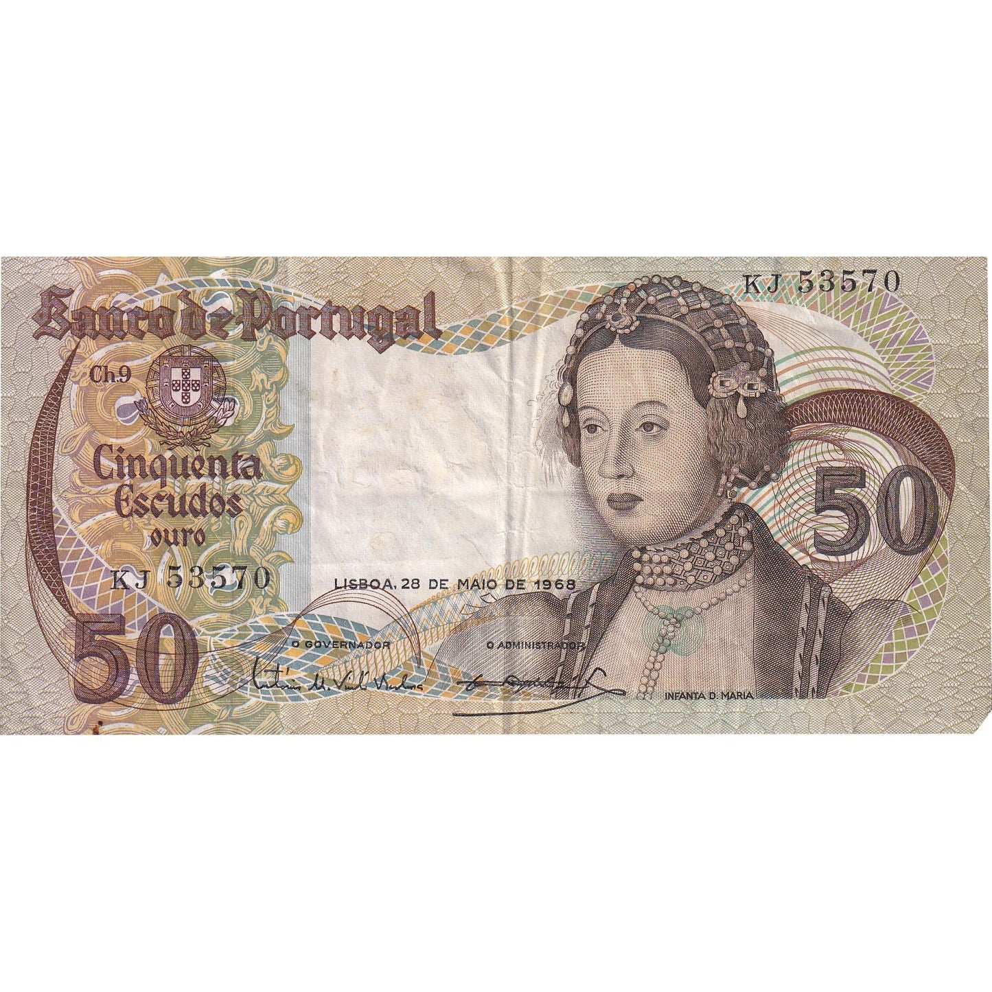 Portugalia, 
  
  50 de escudo, 
  
  1968