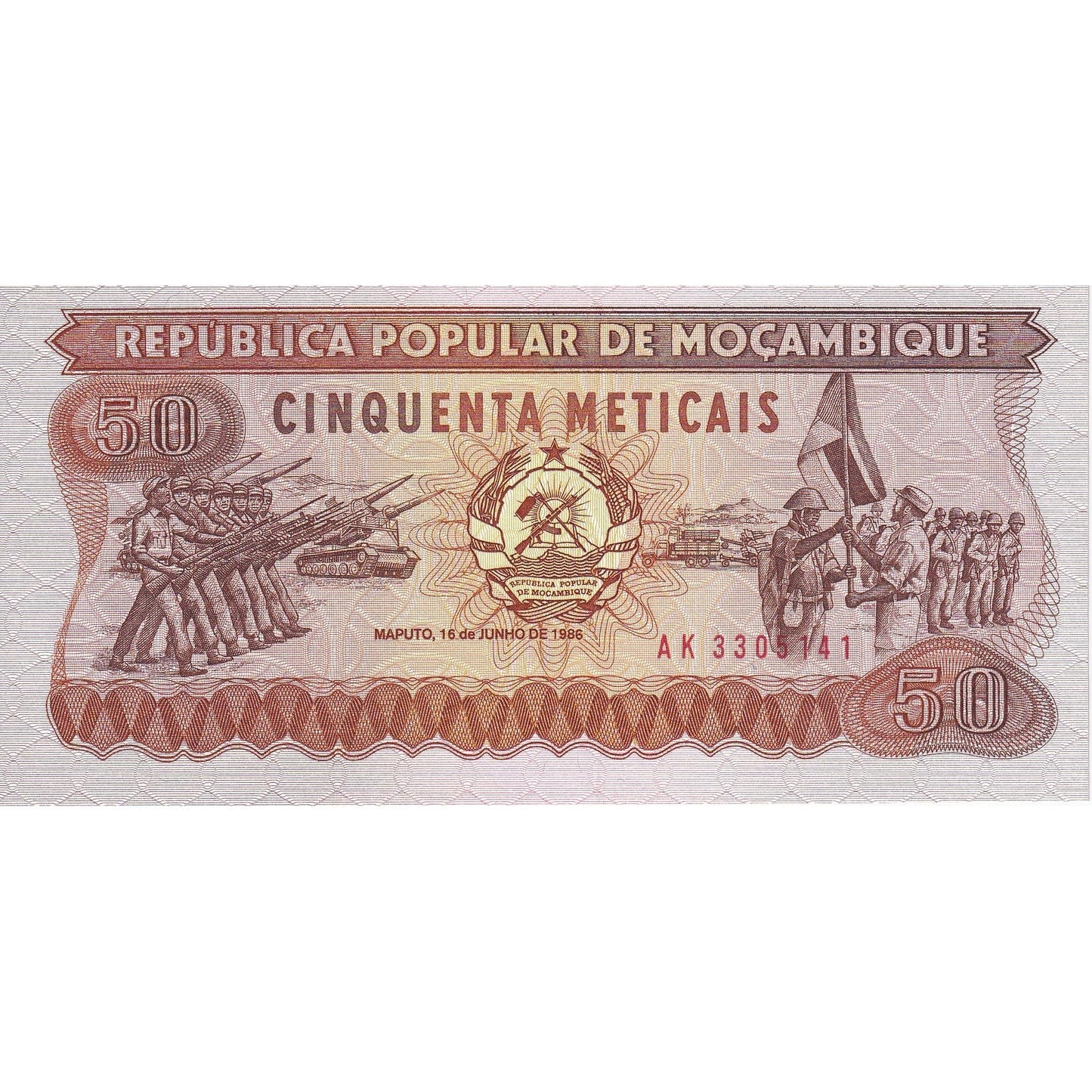 Mozambic, 
  
  50 Meticais, 
  
  1986