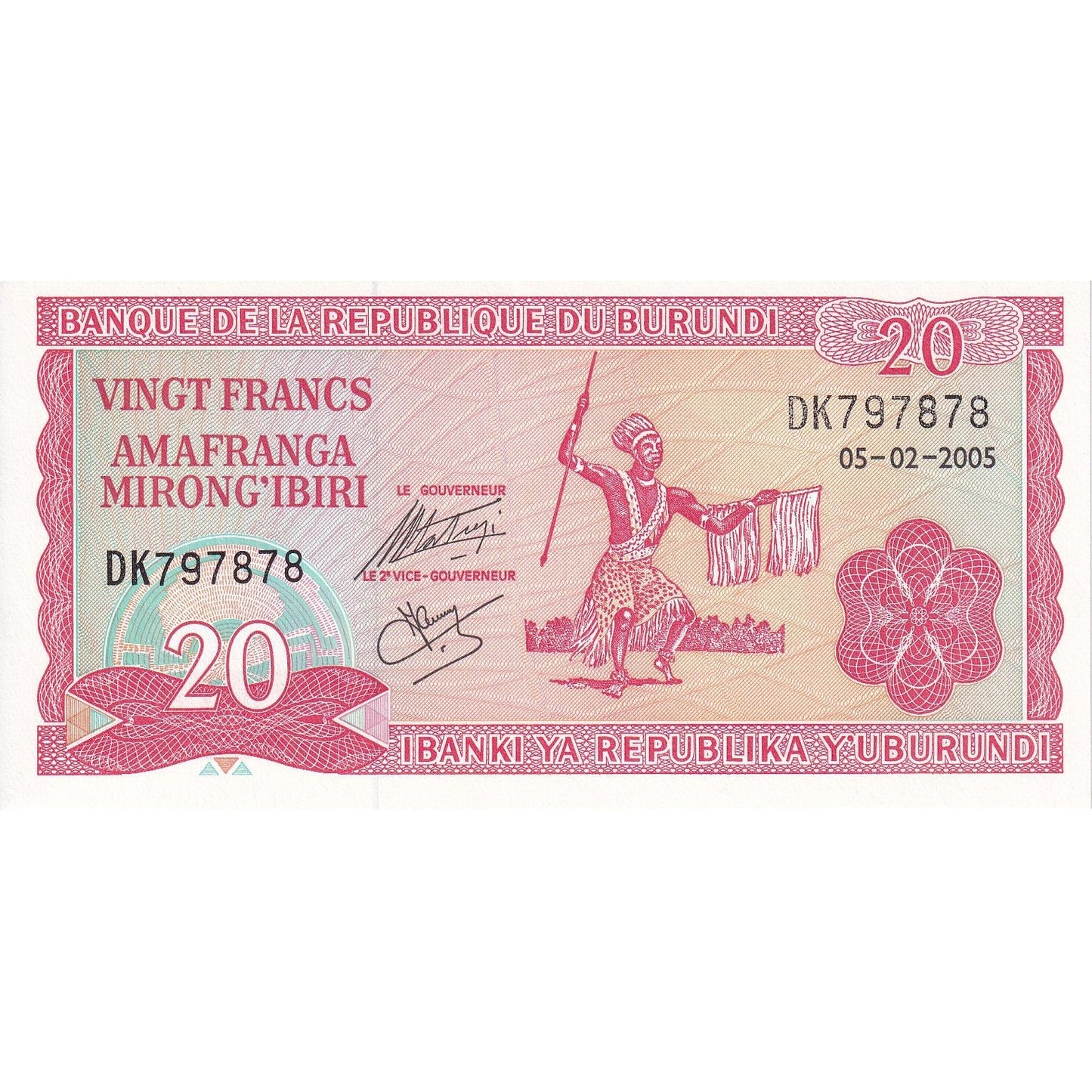 Burundi, 
  
  20 de franci, 
  
  2005