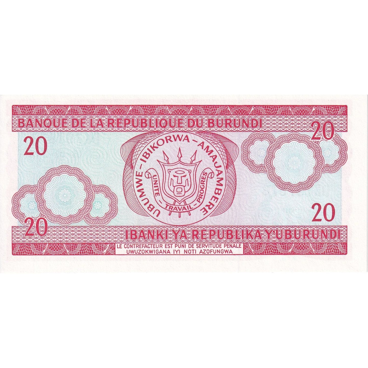 Burundi, 
  
  20 de franci, 
  
  2005