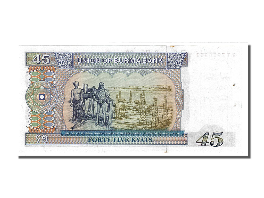 bancnota, 
  
  Birmania, 
  
  45 Kyats