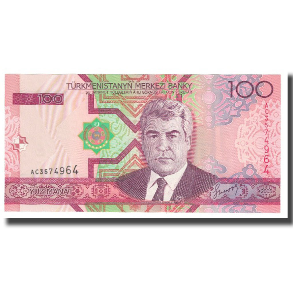 bancnota, 
  
  Turkmanistan, 
  
  100 Manat