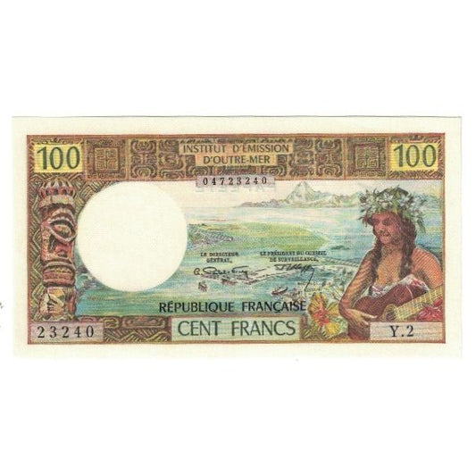 Tahiti, 
  
  100 de franci, 
  
  UNC(63)