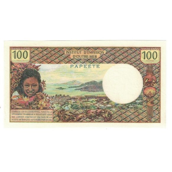 Tahiti, 
  
  100 de franci, 
  
  UNC(63)