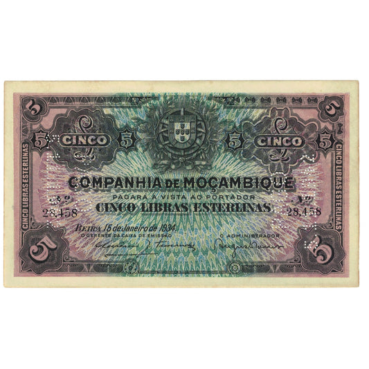 bancnota, 
  
  Mozambic, 
  
  5 Balanțe