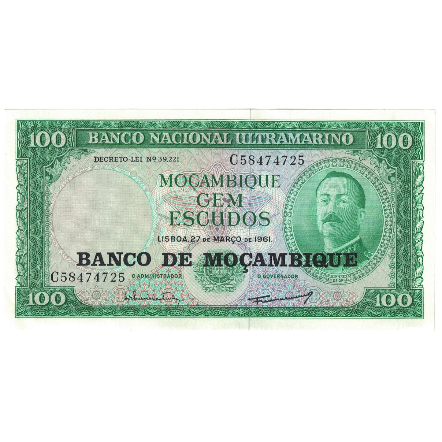 bancnota, 
  
  Mozambic, 
  
  100 de scude