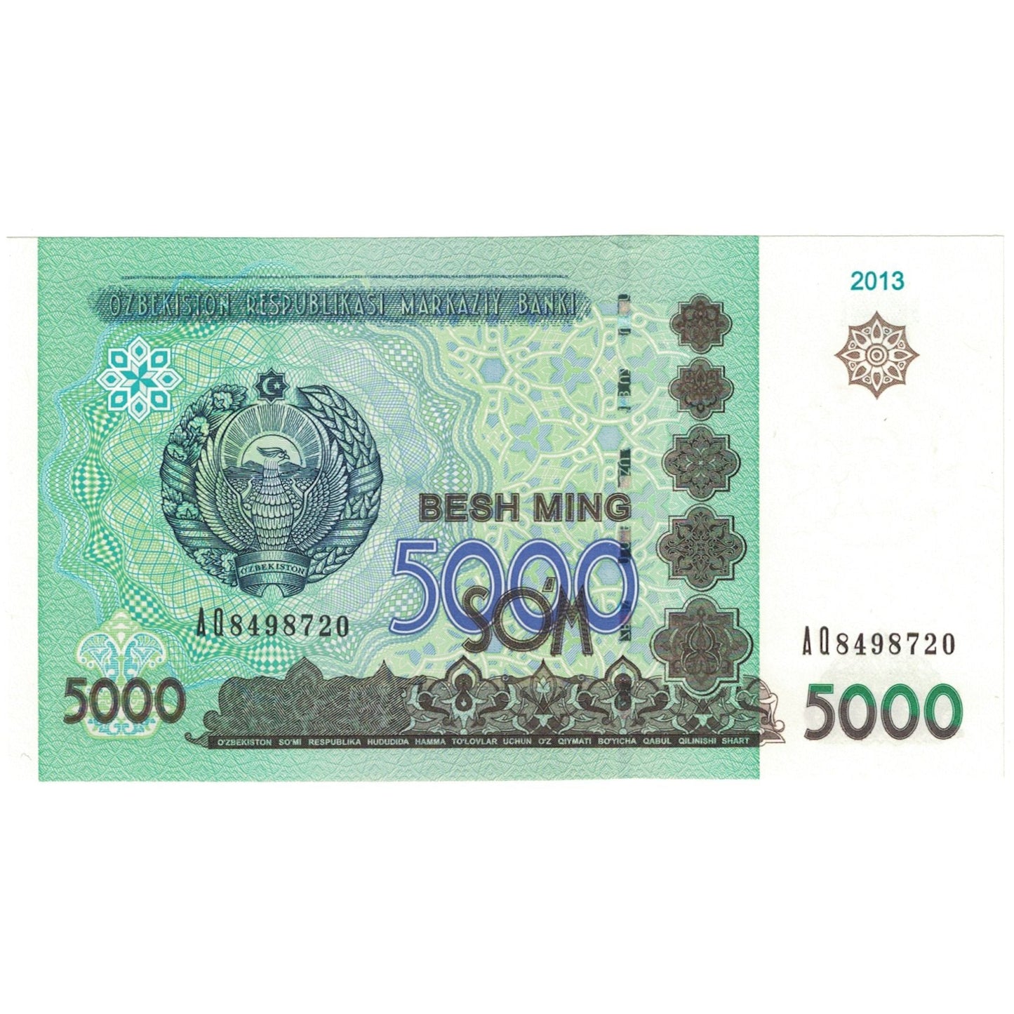 bancnota, 
  
  Uzbekistan, 
  
  5000 Suma