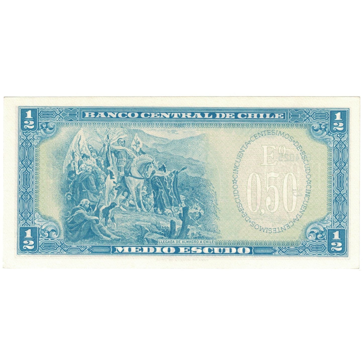 bancnota, 
  
  Chile, 
  
  1/2 escudo