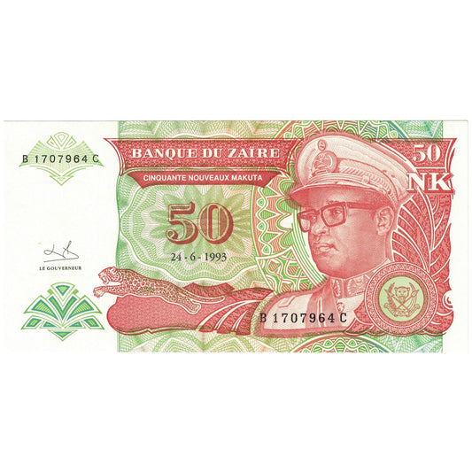 bancnota, 
  
  Zair, 
  
  50 de Nouveaux Zaïres