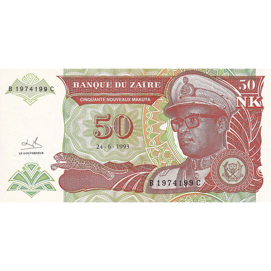 bancnota, 
  
  Zair, 
  
  50 Nouveaux Makuta