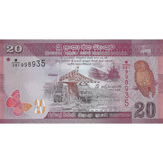 bancnota, 
  
  Sri Lanka, 
  
  20 de rupii