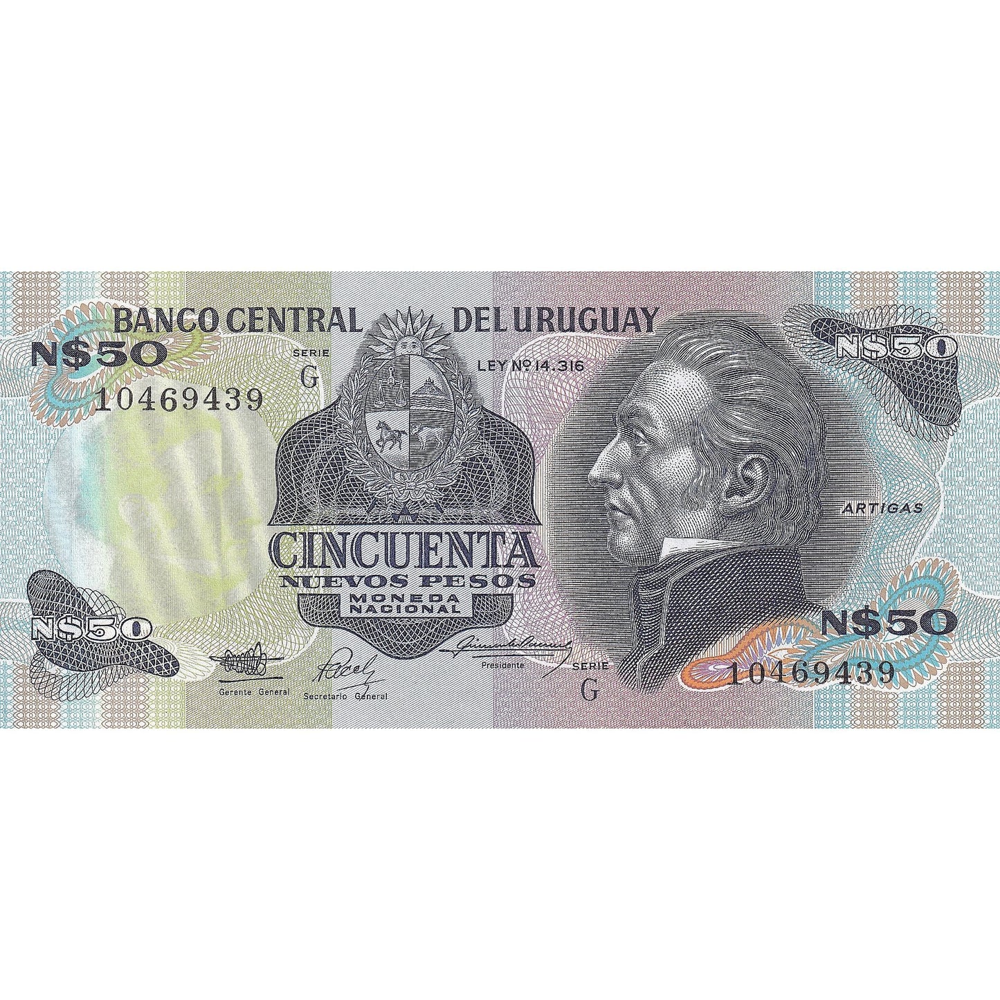 Uruguay, 
  
  50 de pesos noi, 
  
  1989