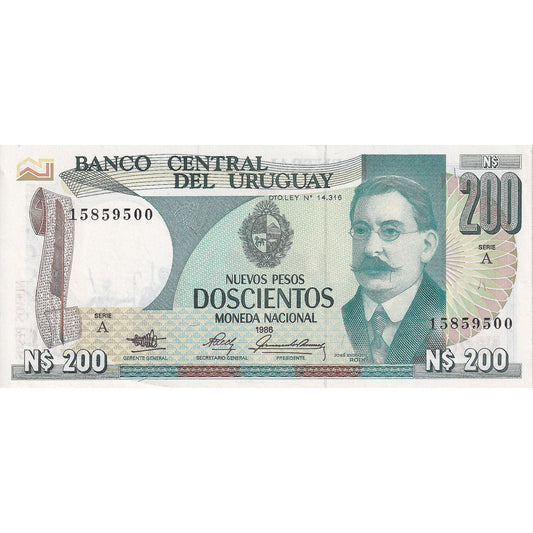 Uruguay, 
  
  200 de pesos noi, 
  
  1986