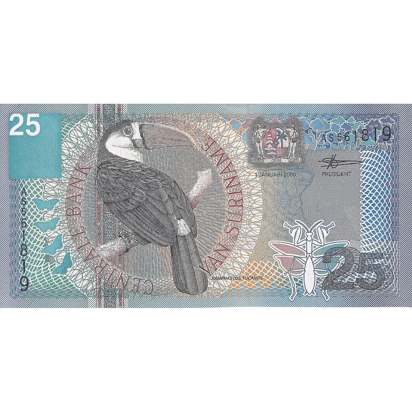 Surinam, 
  
  25 Gulden, 
  
  2000