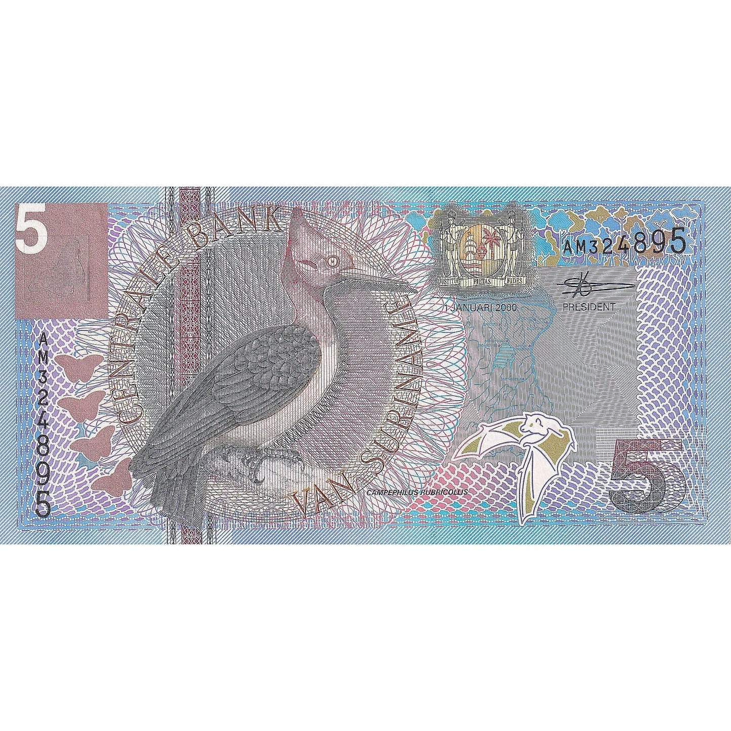 Surinam, 
  
  5 Gulden, 
  
  2000