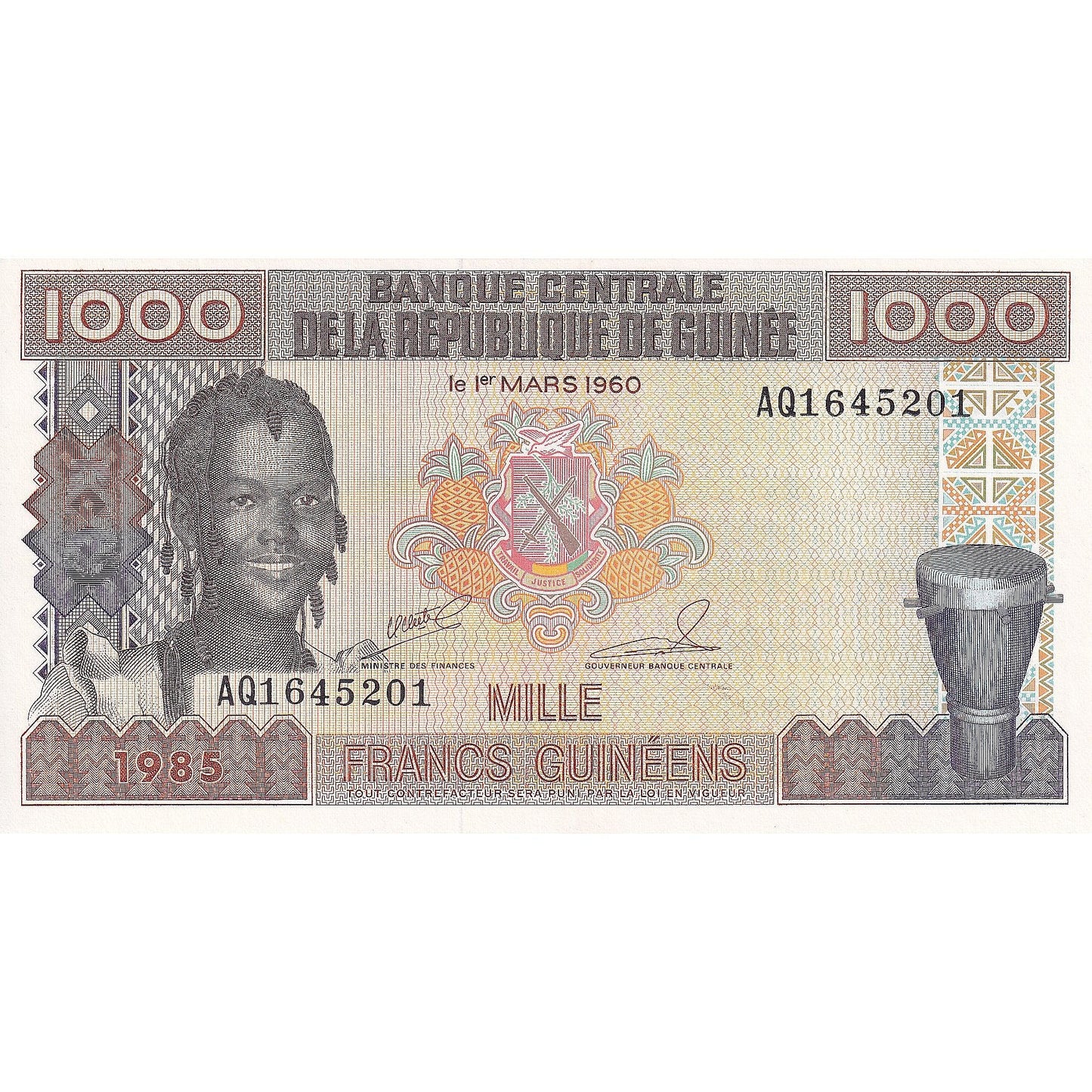 Guineea, 
  
  1000 de franci, 
  
  1960