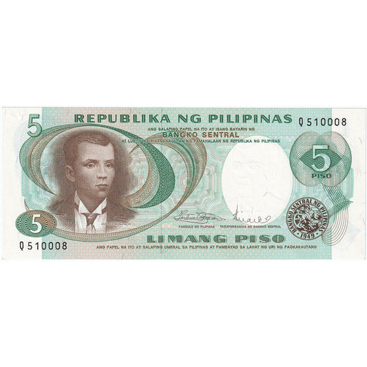 Filipine, 
  
  5 Piso, 
  
  1969